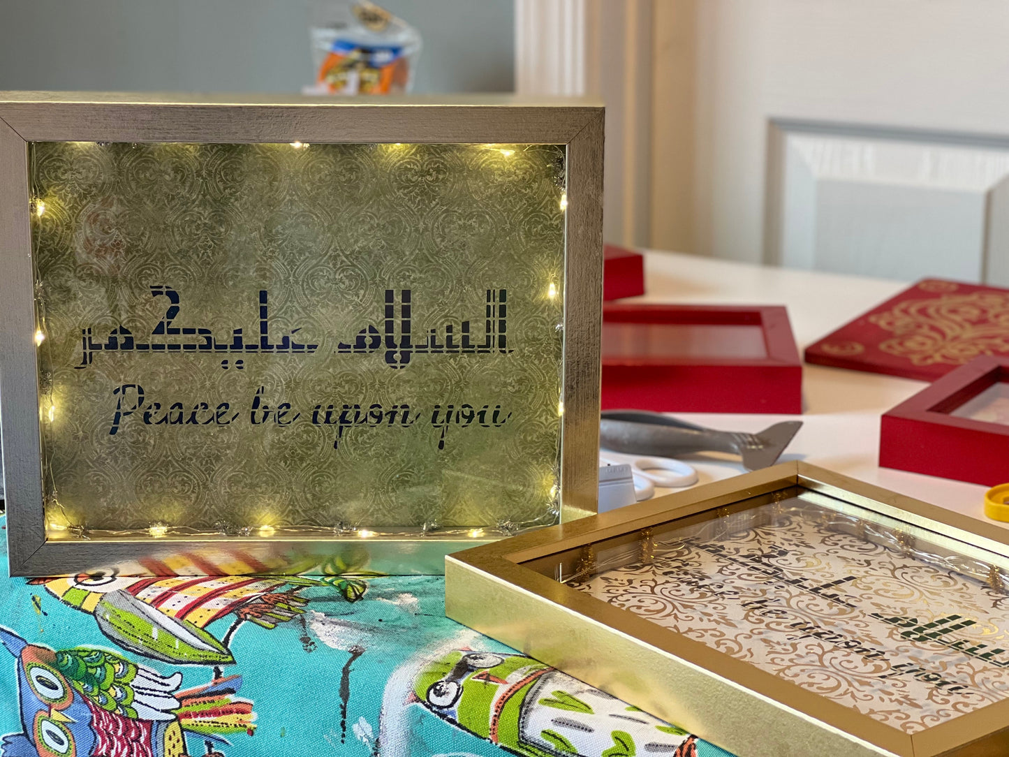 Assalamu Alaikum Shadowbox Wall Decor with Fairy Light