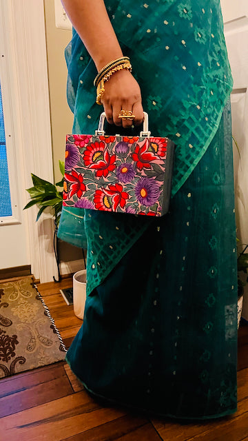 Rickshaw Print Wooden Handbag