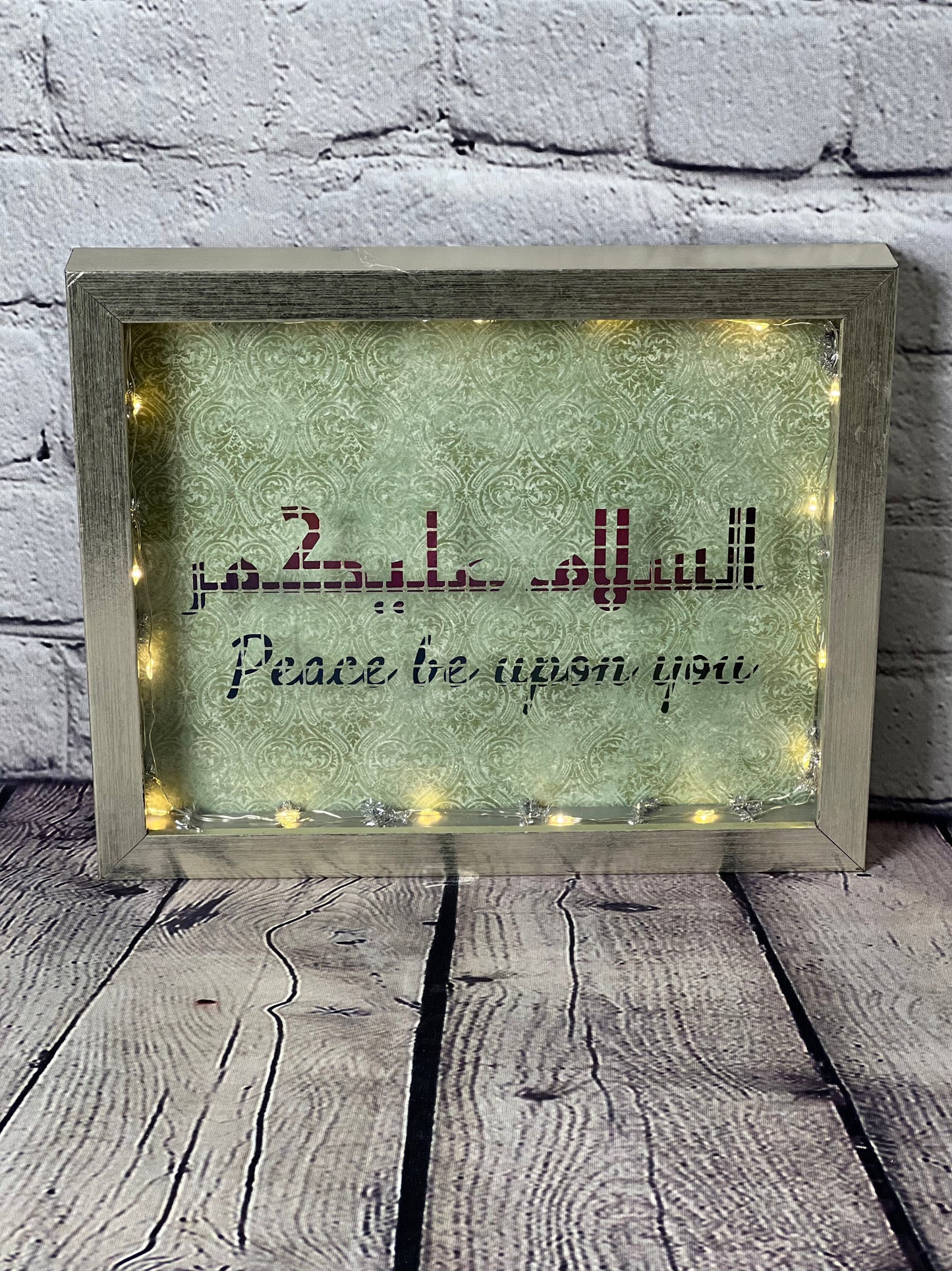 Assalamu Alaikum Shadowbox Wall Decor with Fairy Light