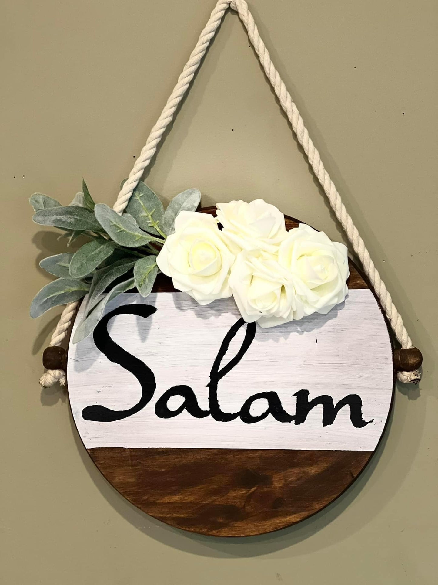 Wooden Salam Wreath with Bow